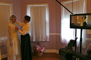 Edwardian Wedding Dress Fitting Scene